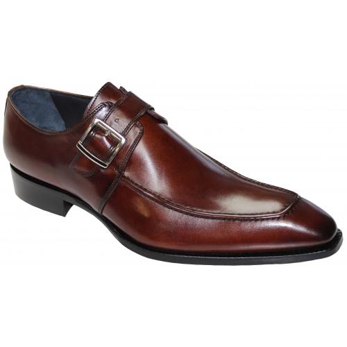 Duca Di Matiste "Garda" Brown Genuine Italian Calfskin Monk Strap Loafer Shoes.